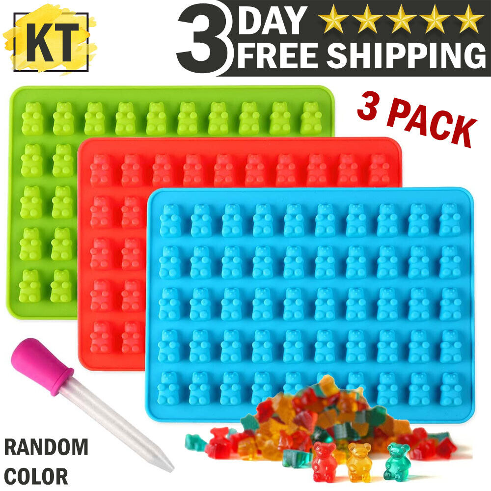 Gummy Bear Mold Silicone Craft Kit. we ship only inside the US, USPS First Class Package 2 Day Handling , 2-5 Day Shipping. Candy Silicone Molds & Ice Cube Trays, 3 Pack Gumdrop Jelly Molds, Chocolate Molds, Soap Molds - Bear Design RANDOM COLOR: Green / 