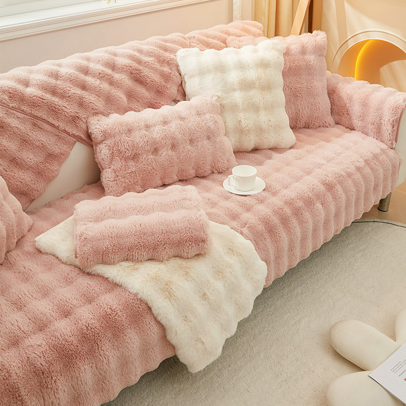 Rabbit Plush Sofa Cushion High-grade Leather Anti-skid — foto 2