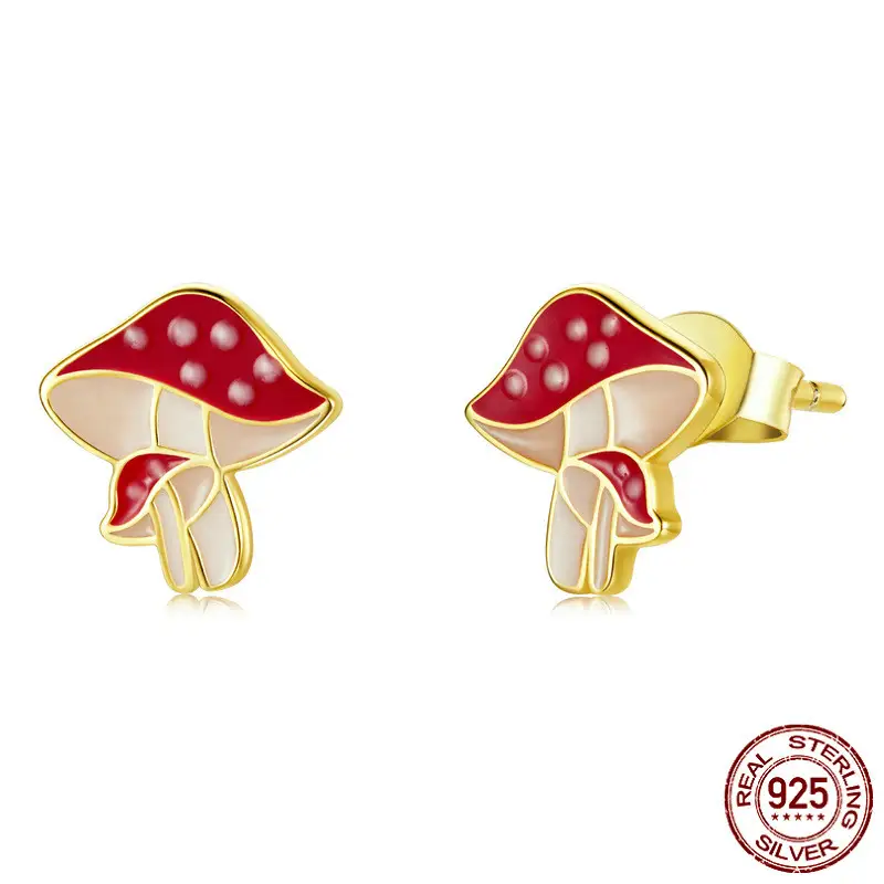 Autumn Leaf Pumpkin Sterling Silver S925 Stud Earrings