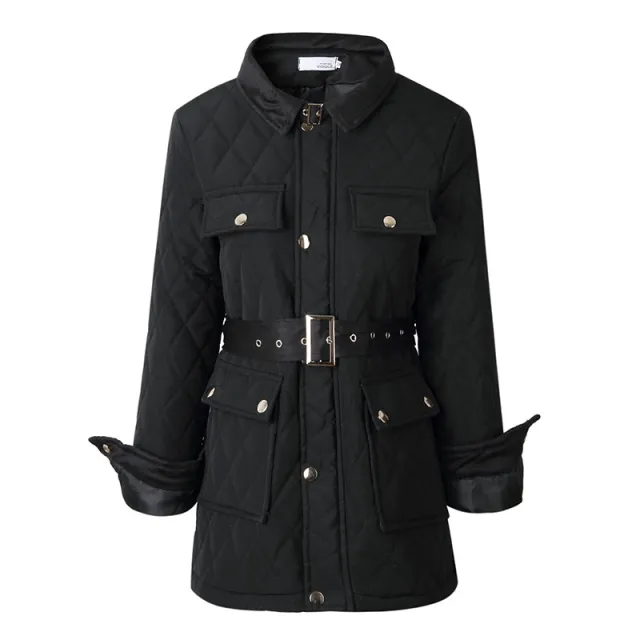 Women's Autumn And Winter Black Jacket Padded Thick Slim Coat Black - Shop at LoveMi