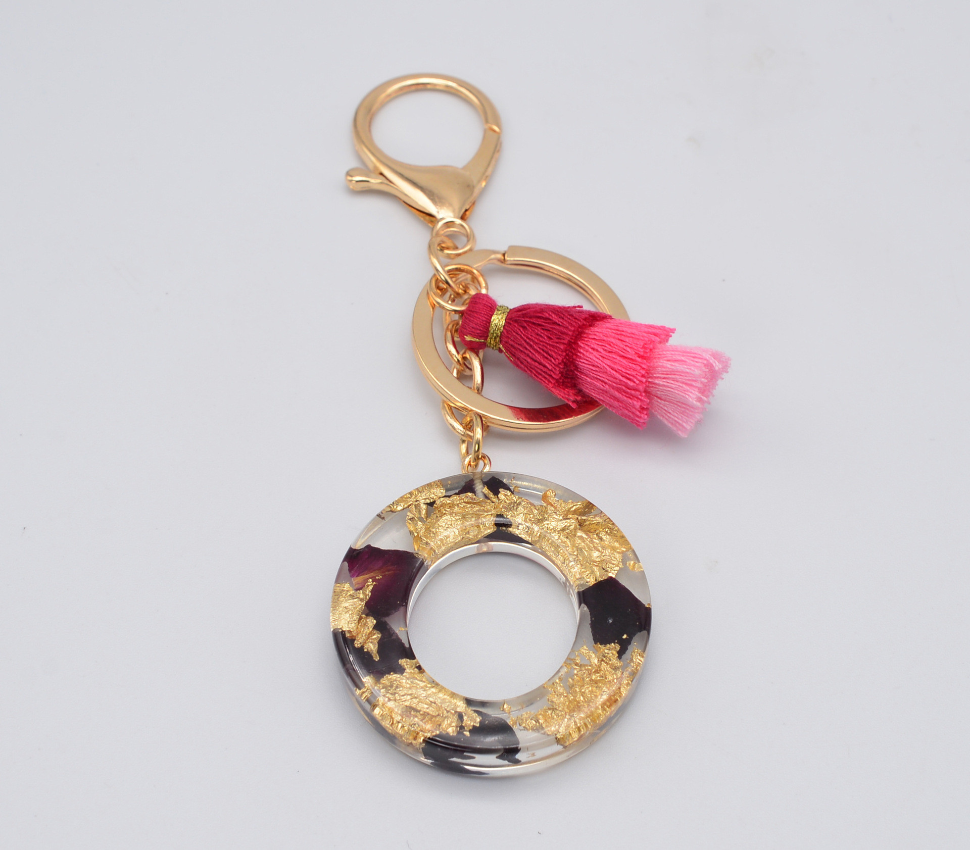 Black Rose Flower Epoxy Resin Keychain Long Tassel Pendant O - Shop at LoveMi