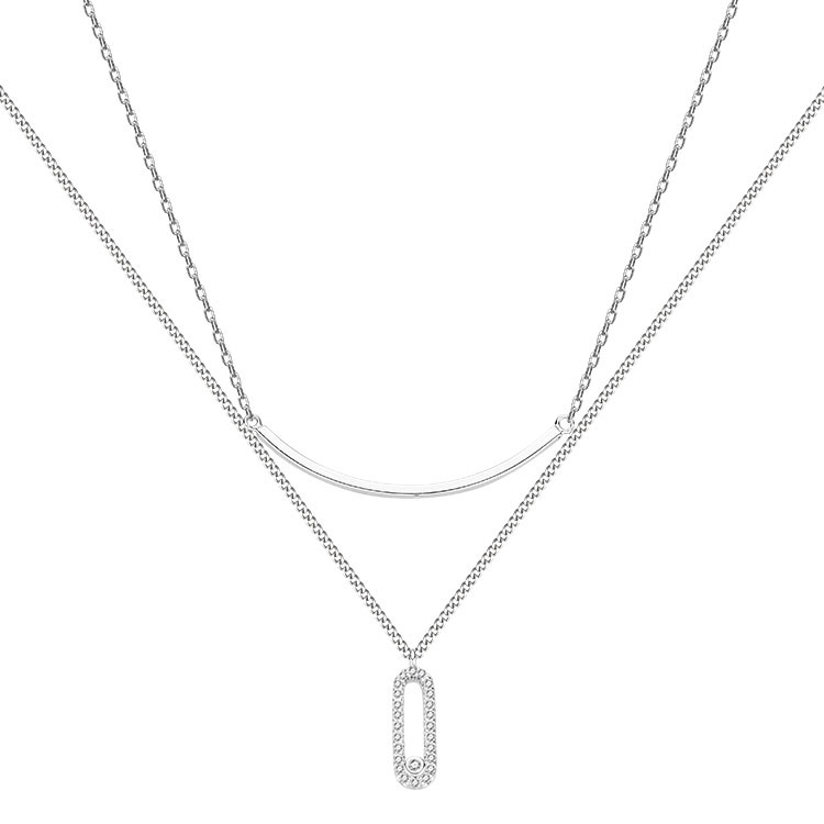 Silver Plated Double Layer Necklace Design For Female