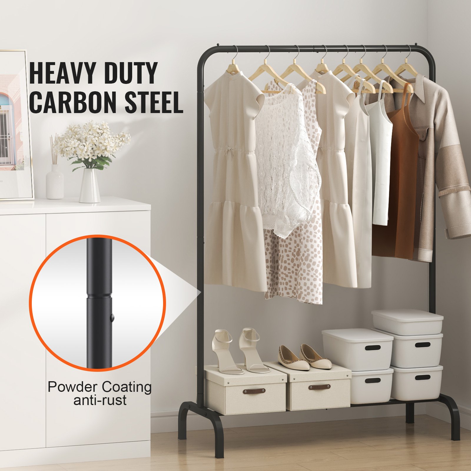 VEVOR Clothes Rack, Heavy Duty Clothing Garment Rack With Hanging Rod And Bottom Storage Area, Clothing… image 2