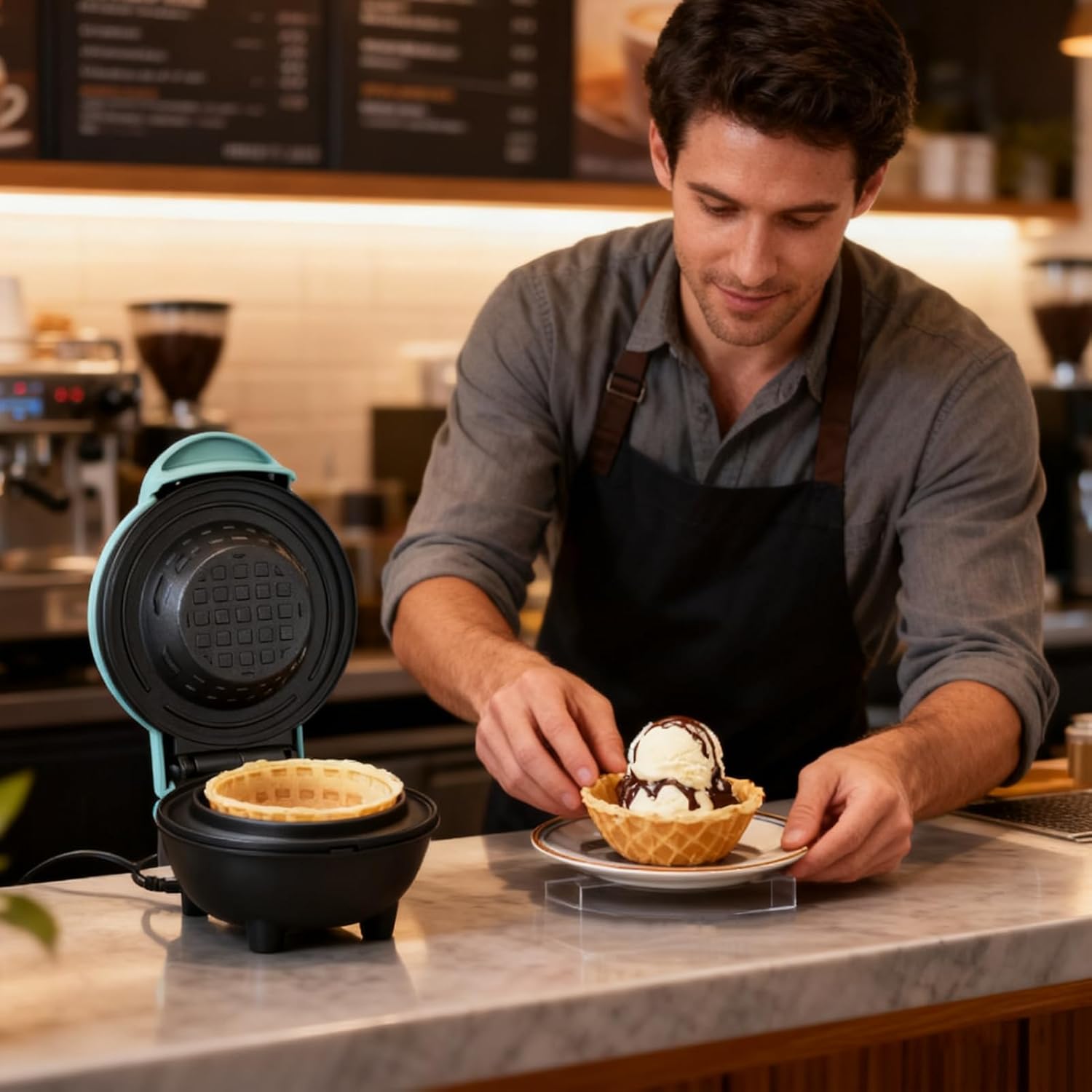 Waffle Bowl Maker - Even Heating Kitchen Gadgets, Electric Nonstick Waffle Cone... 4