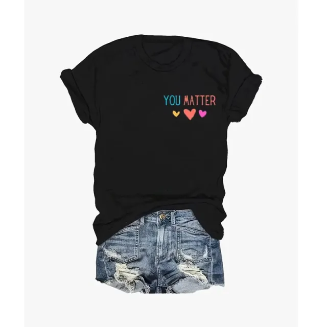 Women'S Casual Crew Neck T Shirt With Inspirational Message, Short Sleeve Top For Summer Black - Shop at LoveMi