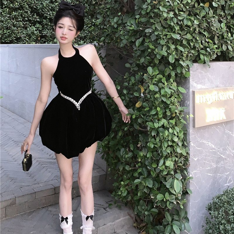 Women's Fashion Bow Hanging Neck Dress