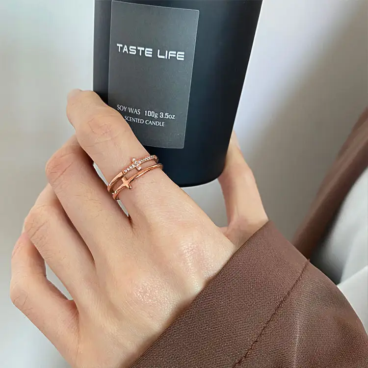 Ladies Fashion Cross Design Temperament Ring Women