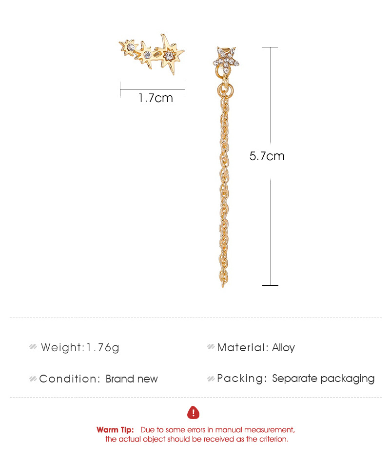 Personality Diamond Star Set Earrings Women Fashion Tassels