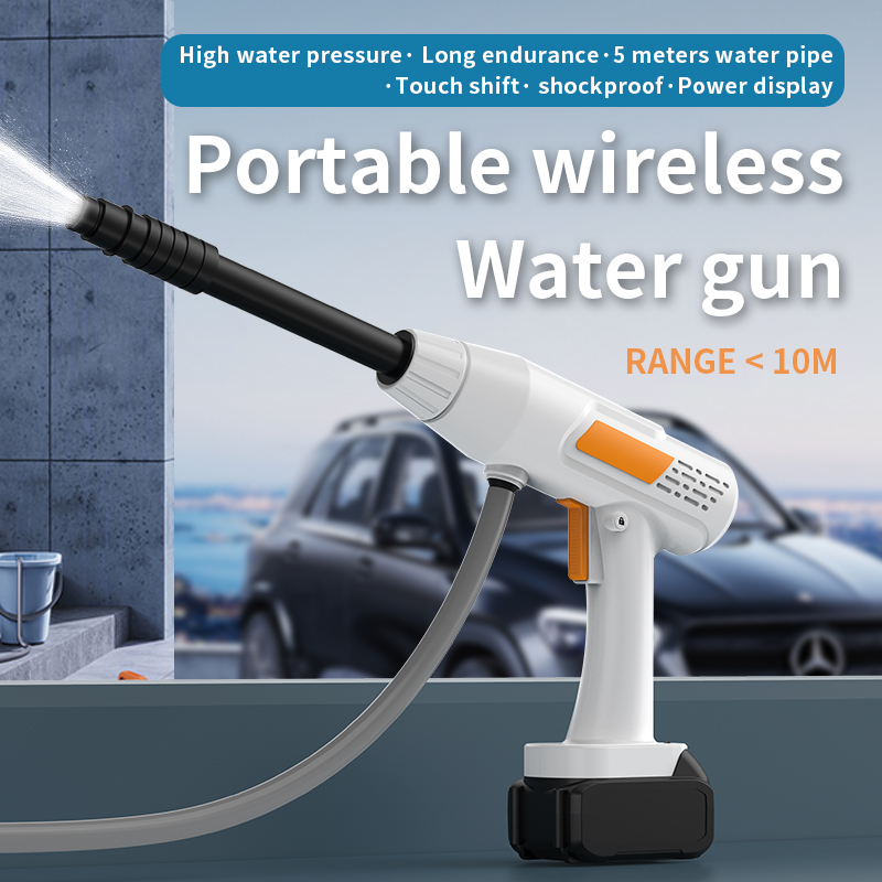 Cordless High-Pressure Water Gun,21V Lithium Battery148w Power Portable Car Wash-Garden-Outdoor Cleaning