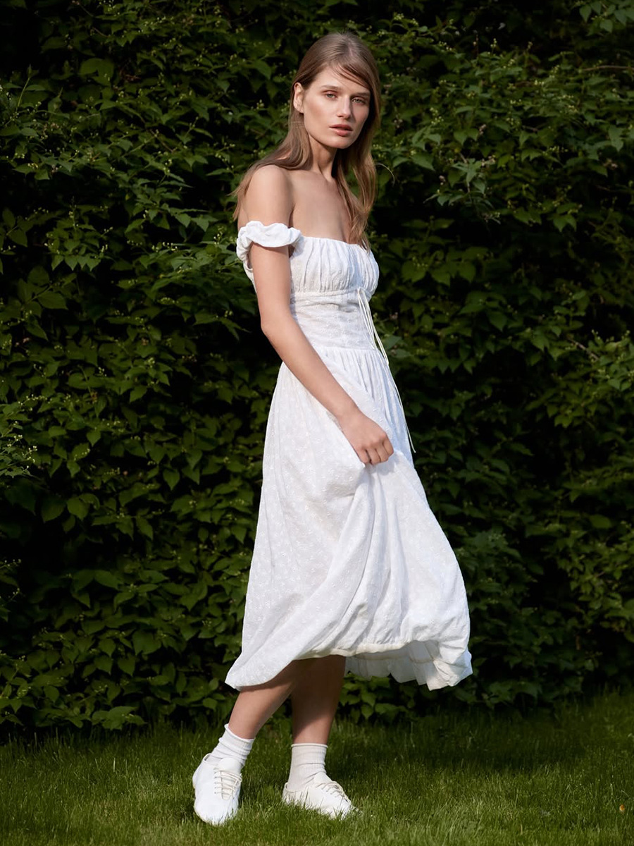 Elegant Jacquard Off-shoulder Dress - Image 5
