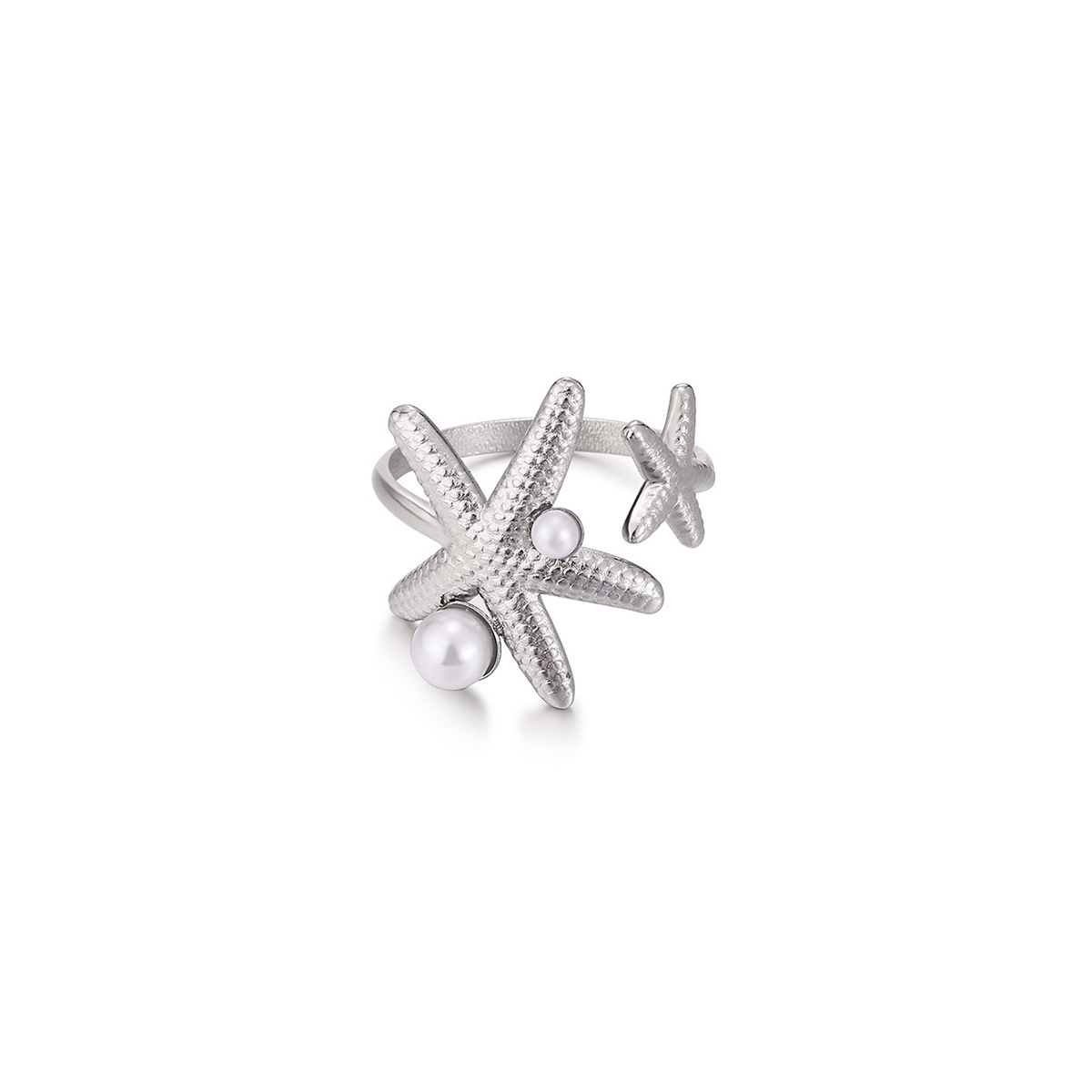 18K Gold Plated Faux Pearl Heart Ring Geometric Stainless Steel Open Jewelry — foto 2
