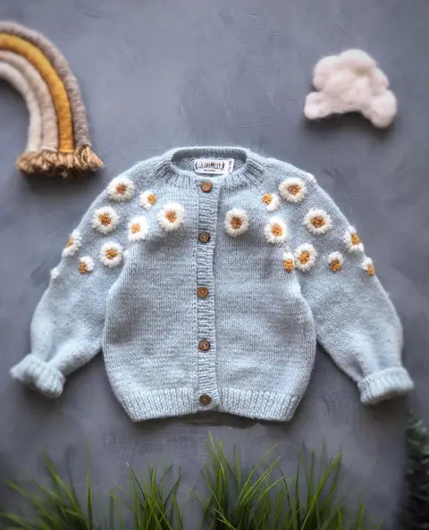 Wool Cardigan Sweater Embroidered Baby Children's