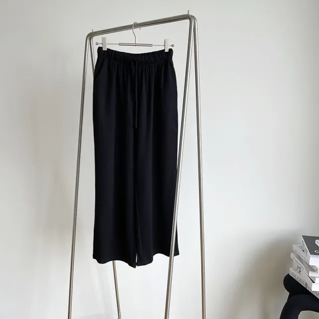 Women's Loose Casual Solid Color Trousers Black - Shop at LoveMi