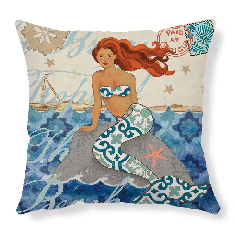 Cushion Covers Sea Turtle Printed Throw Pillow Cases For Home Decor Sofa Chair Seat - B Human