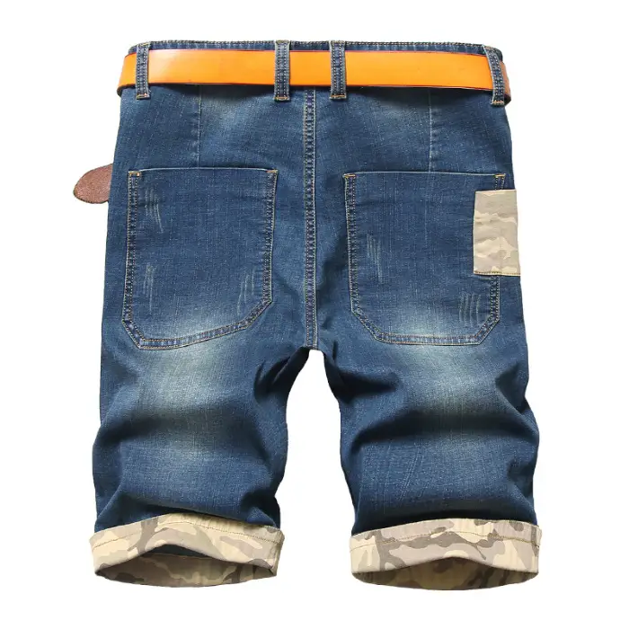 Men's Five Points Loose Straight Patch Denim Shorts