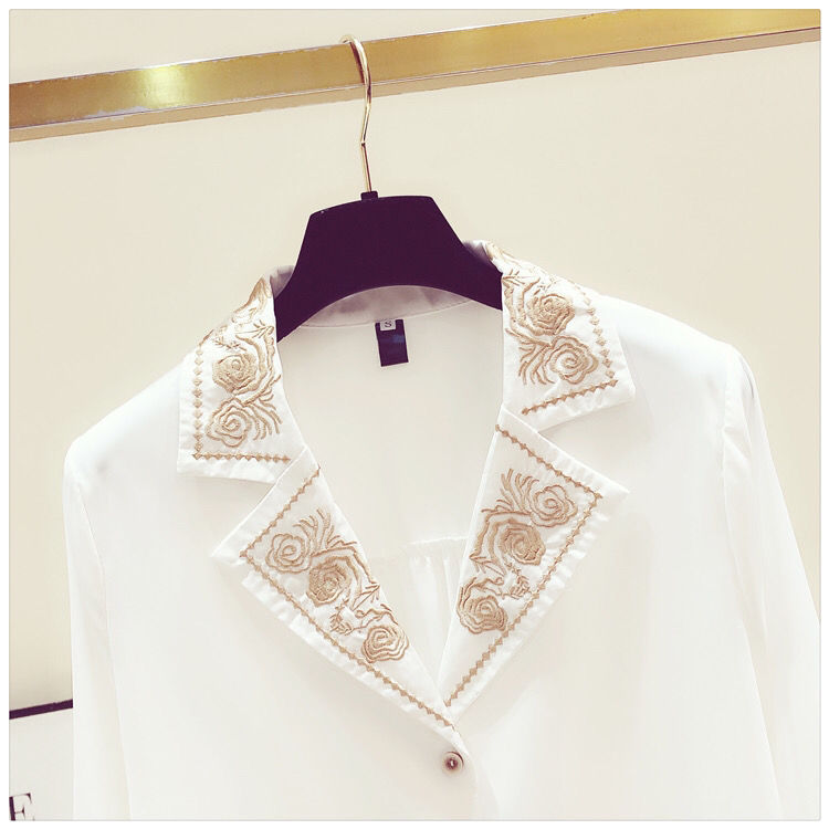 Title 5, Western Style Embroidery Chiffon Long-sleeved S...