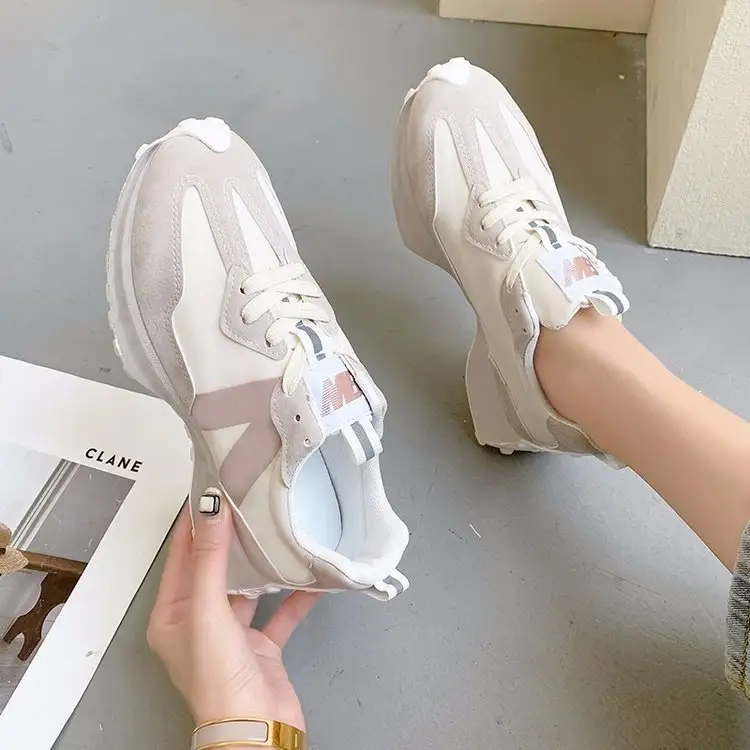 Thick-soled Lace-up Casual Sneakers For Female Students
