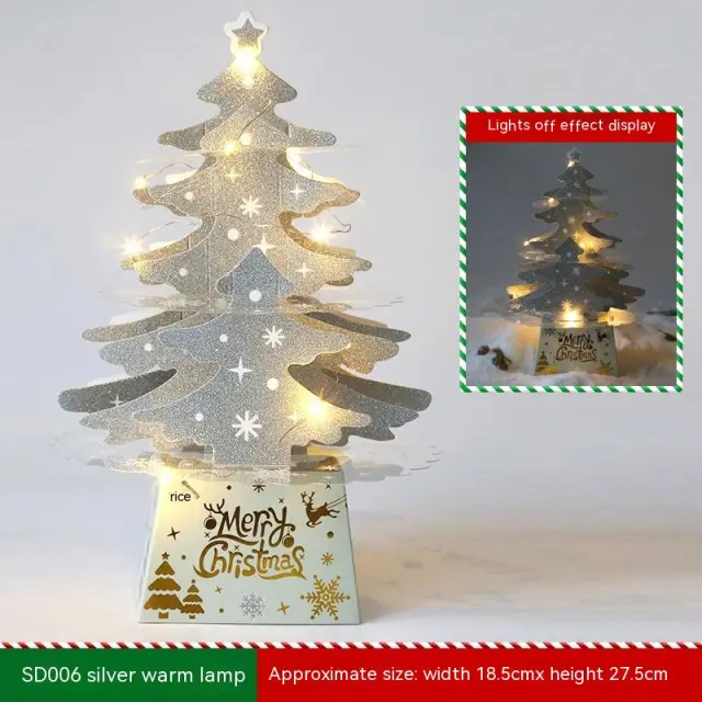 Christmas Decorations Mini Desktop Christmas Greeting Card Ornaments Sd006 Silver Warm Light - Shop at LoveMi