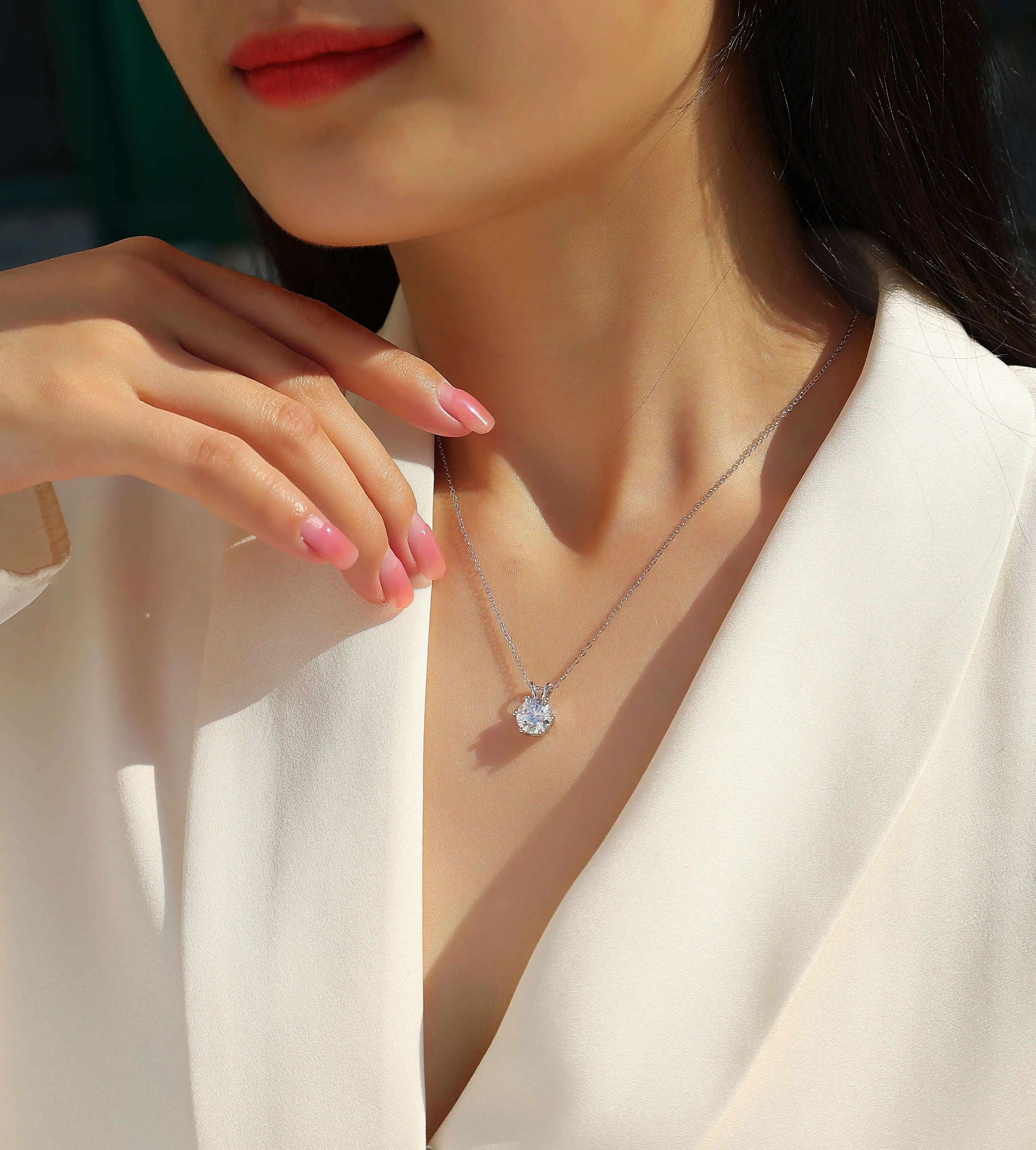 1Romantic Mark - A Fashionable And Luxurious Diamond Jewelry Pendant Set With 2-carat Moissanite S925 Sterling Silver Prohibit Tk Sales