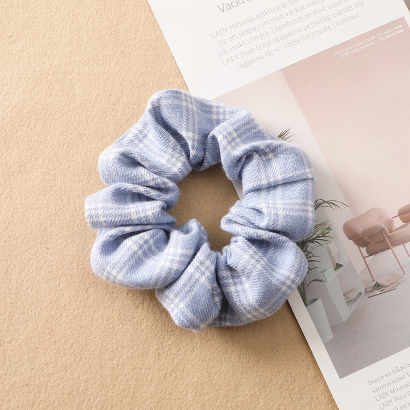 Plaid Print Large Intestine Ring Women's Hair Tie Light Blue - Shop at LoveMi