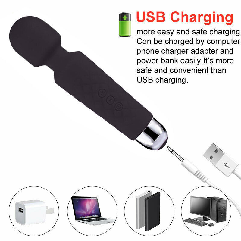 20 Speed Handheld Massager Wand Vibrating Massage Magic Full Body Therapy Motor