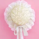 Beige Bow Cotton Straw Hat