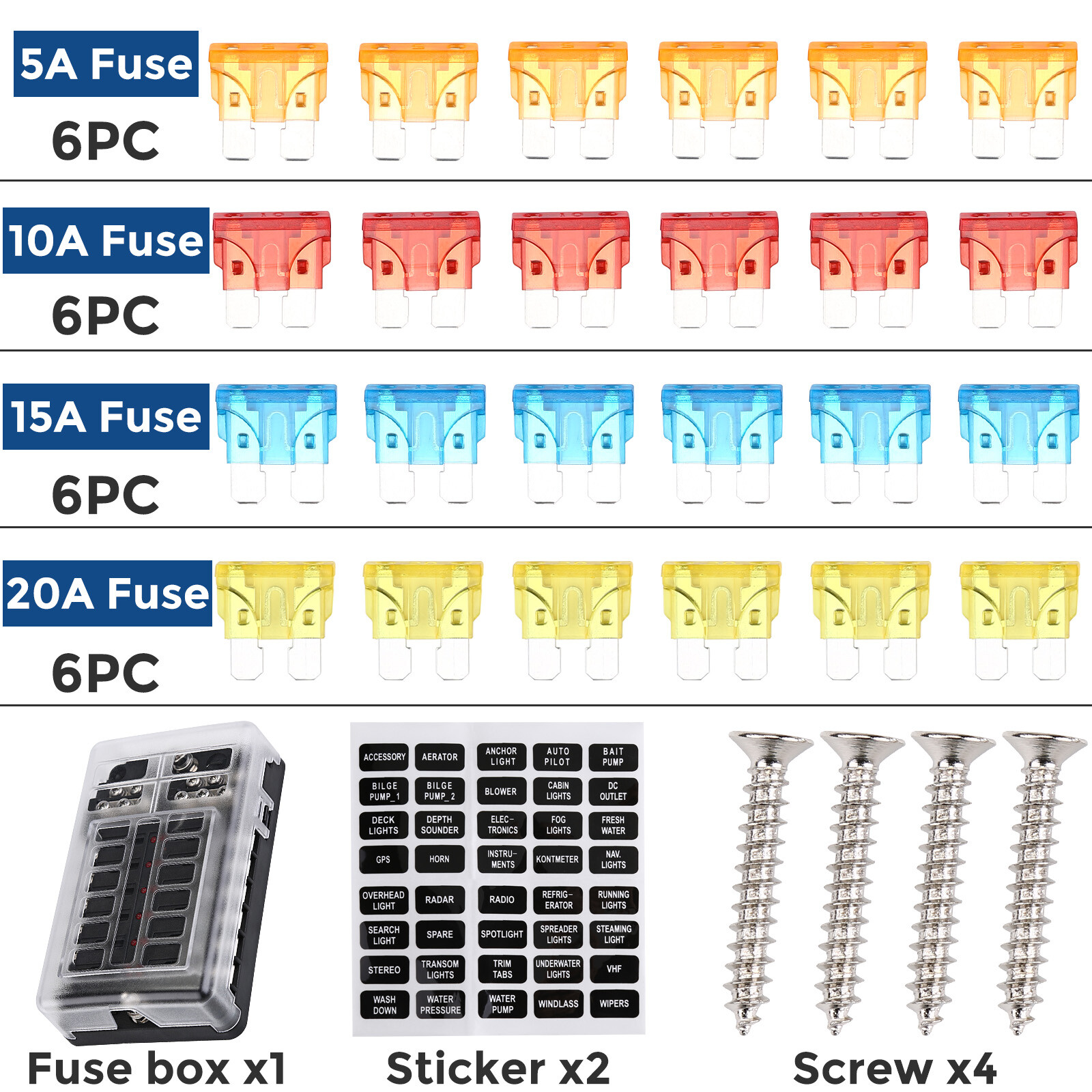 12 Way Blade Fuse Box Block & Auto Marine FuseBox Holder 12V24V Bus Bar Car Kit — image 3