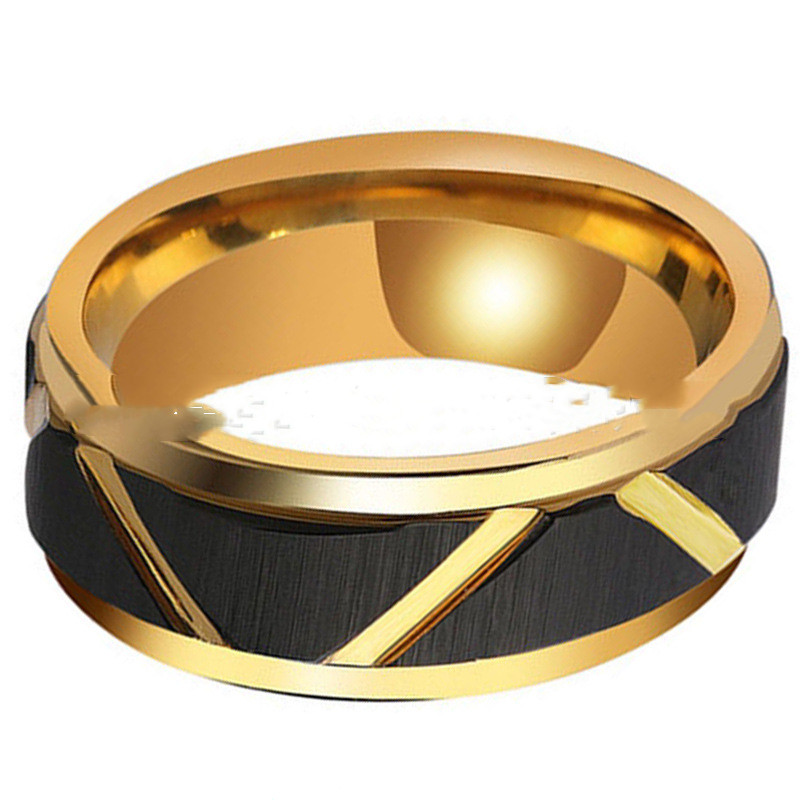 Tungsten Carbide Ring Lucky Eight Groove Plating