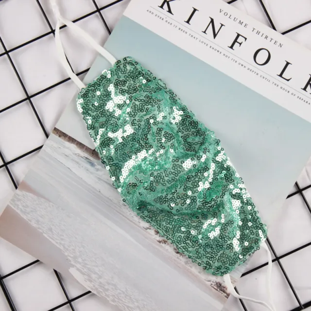 Sequin Fashion Dustproof Personalized Decorative Mask Emerald - Shop at LoveMi