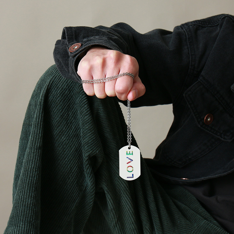 Rainbow Jewelry Two Piece Titanium Steel Rainbow Same-Sex Jewelry