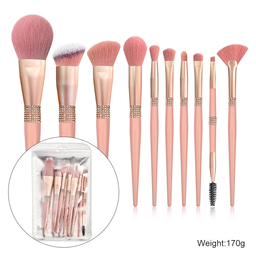 Premium Makeup Brush Set Soft Hair Eyeshadow - Silver Bag
