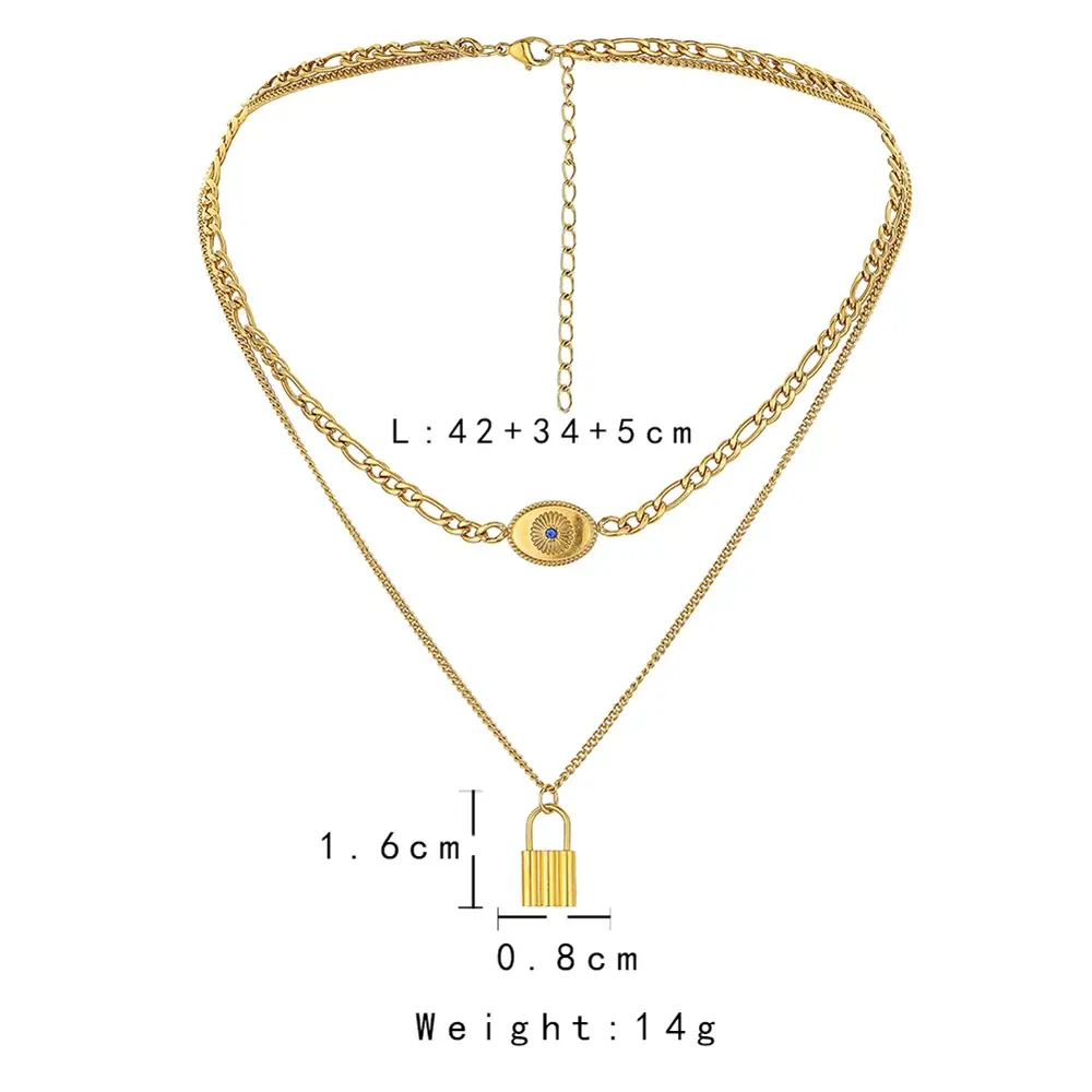 Stainless Steel Golden Eye Padlock Pendant