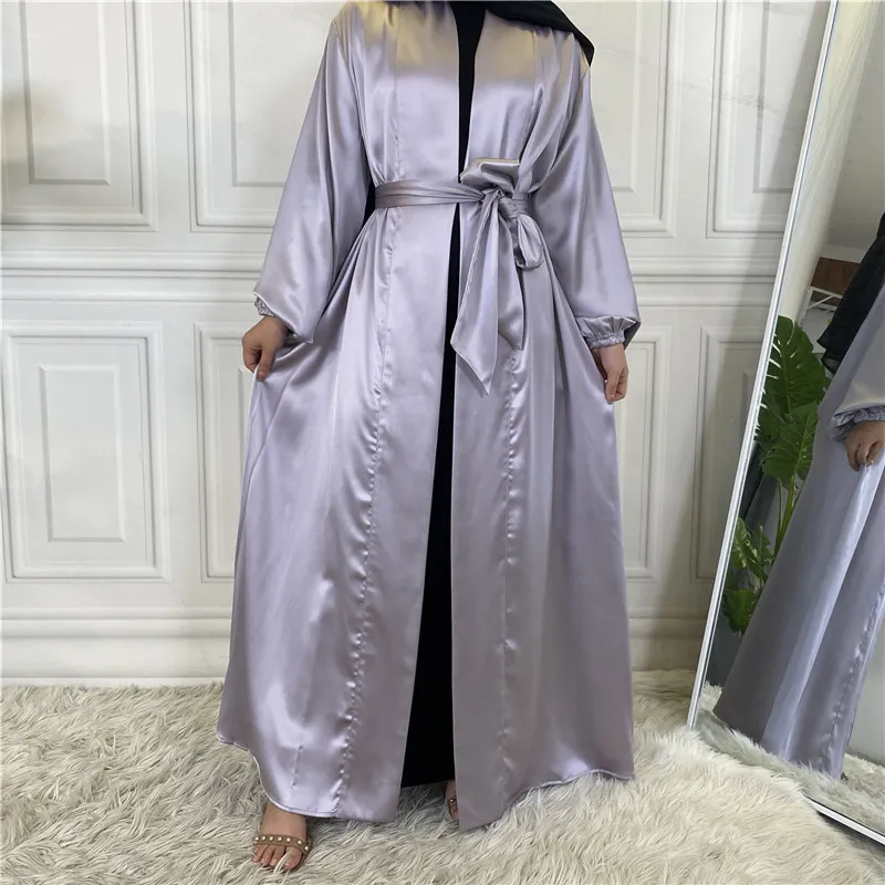 Fashionable Islamic Muslim Cardigan Robe - Grey