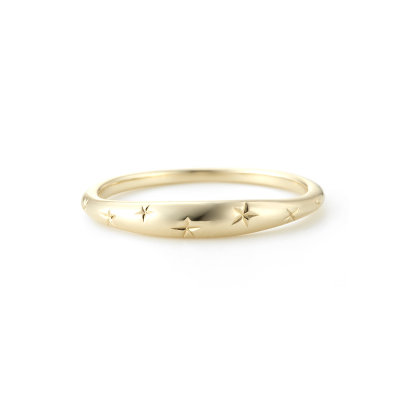 Title 1, Sterling Silver Plated 14K Gold Star Gold Ring