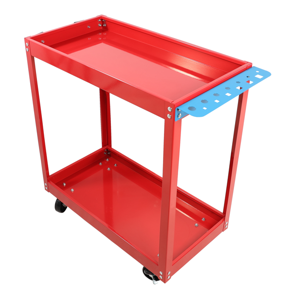 Tool Cart On Wheels, Heavy Duty Steel Utility Cart W-Lockable Wheels, 400 LBS Capacity Industrial Service Cart For Garage, Warehouse, Workshop  Two-layer Bright Red — foto 6