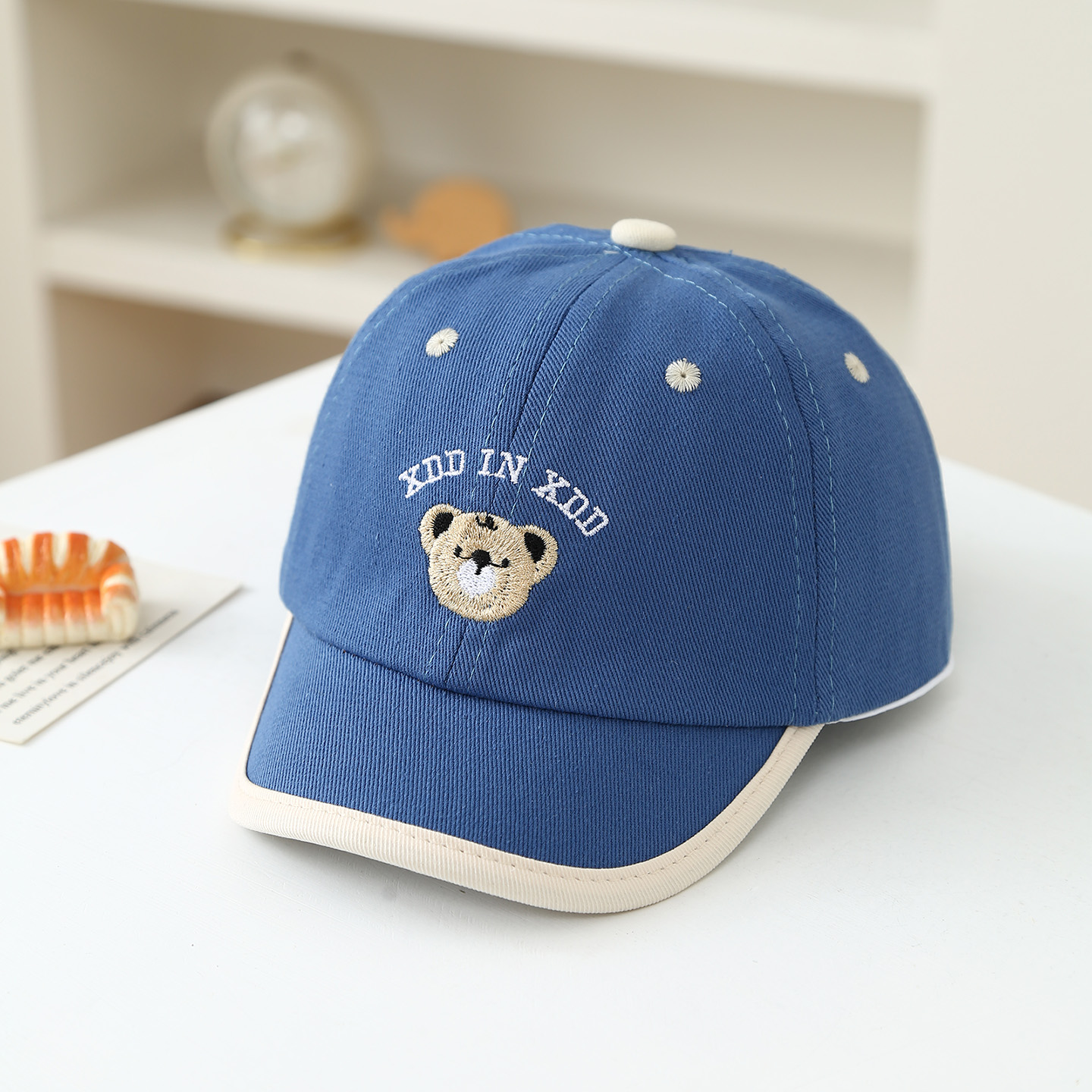 Summer Retro College-style Cartoon Bear Embroidered Children's Baseball Cap - Cute Baby-friendly Versatile Sun Protection And Shading Accessory