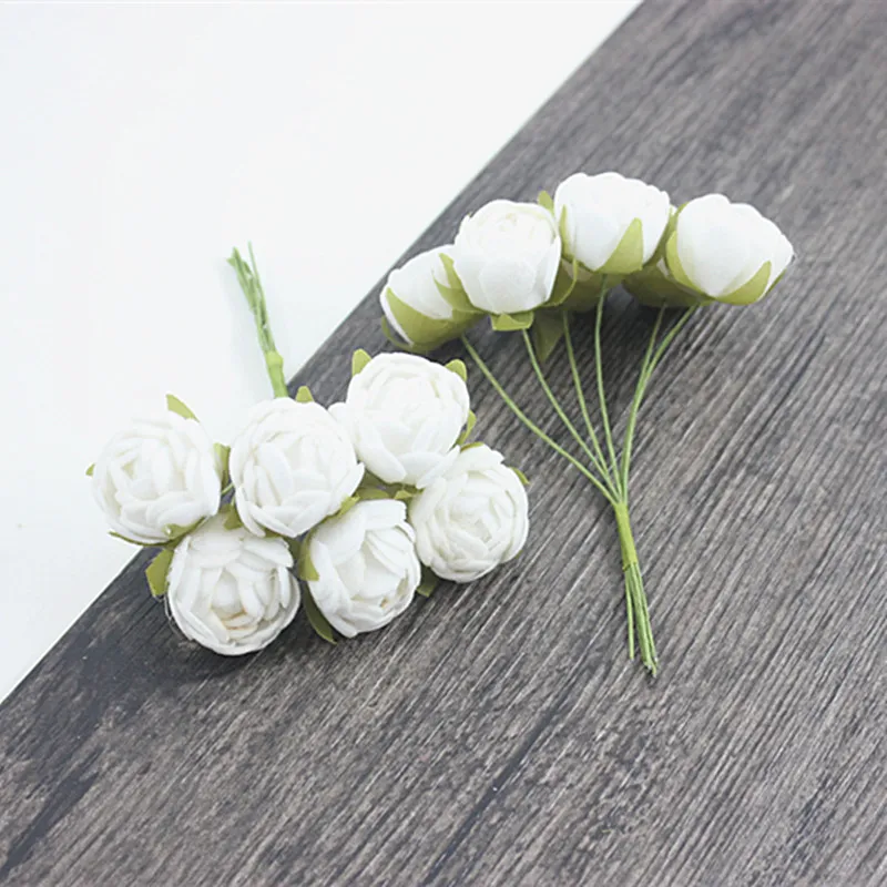 New Artificial Artificial Rose Buds Home Decoration Rose Bouquet Fake Flowers - 1.White