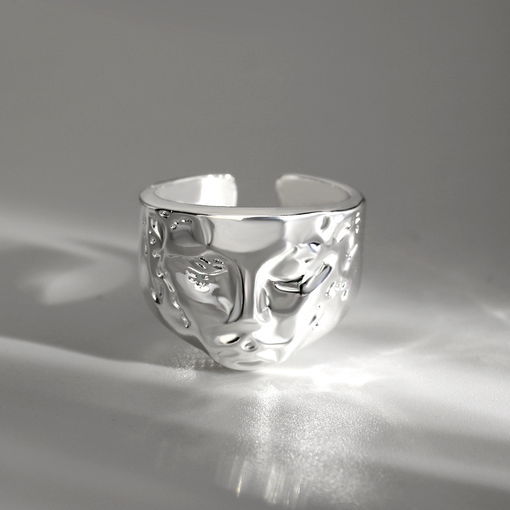 Irregular Face Niche Design Adjustable Ring Ins Cool Fashion Texture