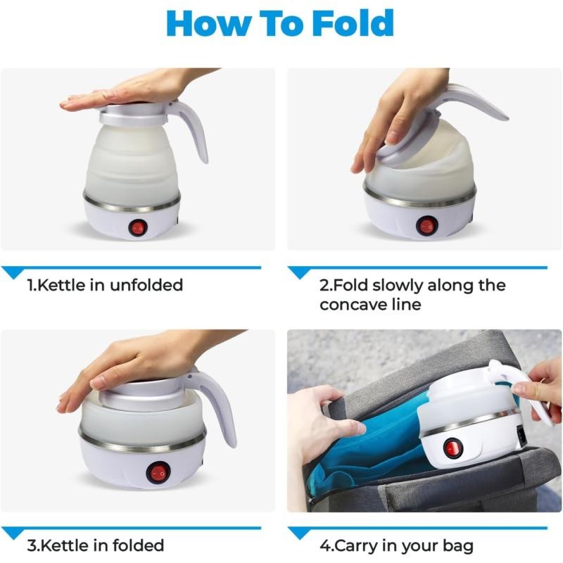 600ML Collapsible Travel Electric Water Kettle Folding Camping Caravan Silicone — image 8