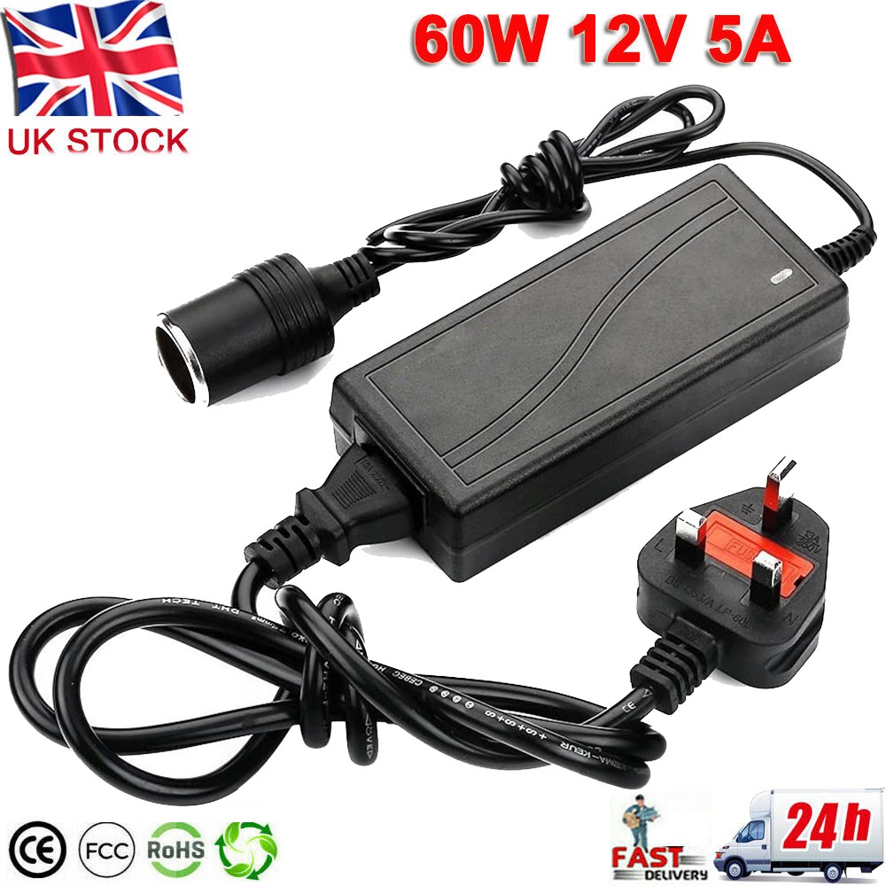 240V To DC 12V Mains Plug Cigarette Lighter Socket Car Van Charger Power Adapter