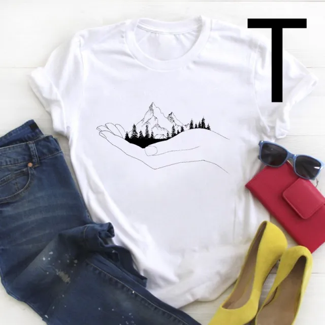 Literature And Art High Mountain Personality Printing Short sleeved Men And Women T - Shop at LoveMi
