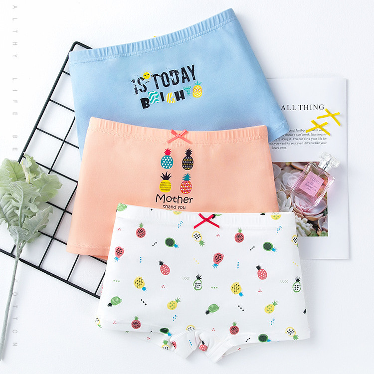 Creative Print Cotton Girls Underwear Boxer Set - Image 1