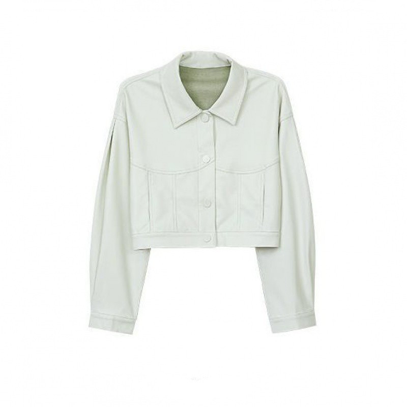 Short Leather Jacket New Vintage Women's Fashion White - Shop at LoveMi