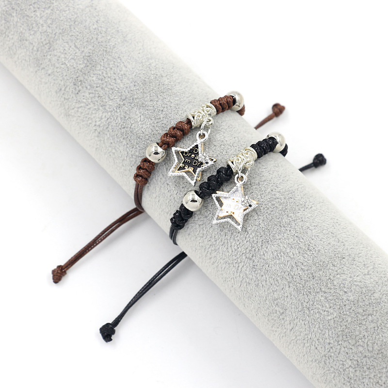 Korean Pentagram Pendant Adjustable Braided Bracelet