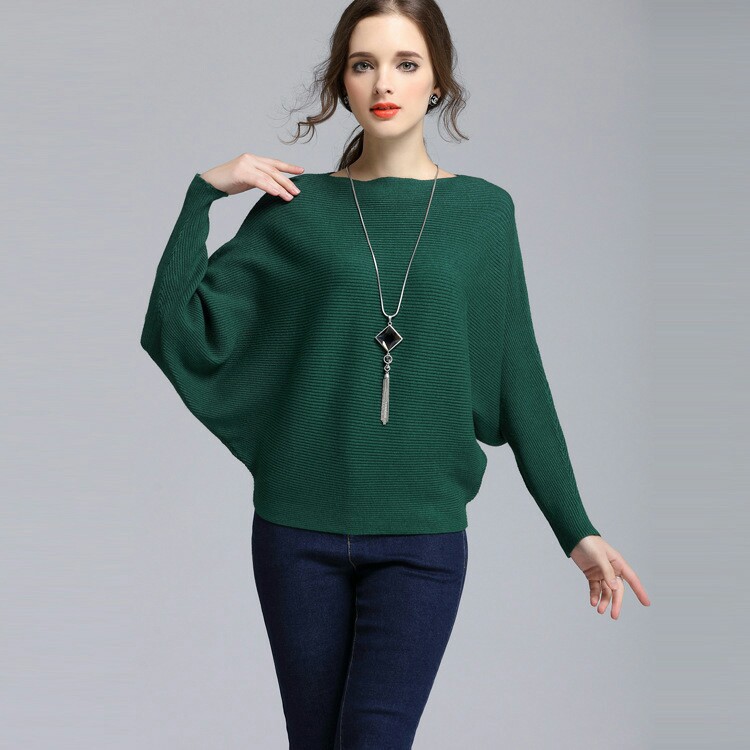 Women Solid Color Loose Long Sleeved Sweater