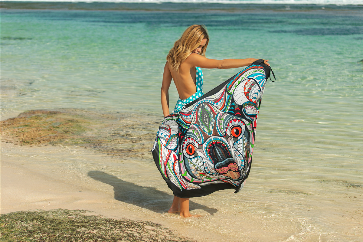 AliExpress Amazon Animal Print Shawl Skirt Anti-Sai Skirt Swimsuit Outer Lining Cross Wear Irregular Sling Skirt