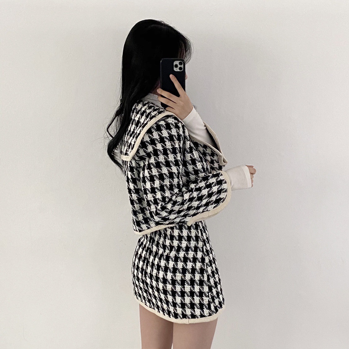 Small Fragrance Plaid Jacket Female High Waist Short Skirt Suit Two-piece Trend