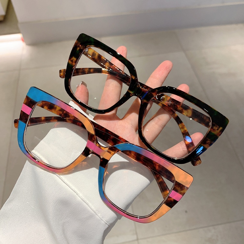 Title 3, Leopard Print Frame Plain Glasses Anti Blue-ray