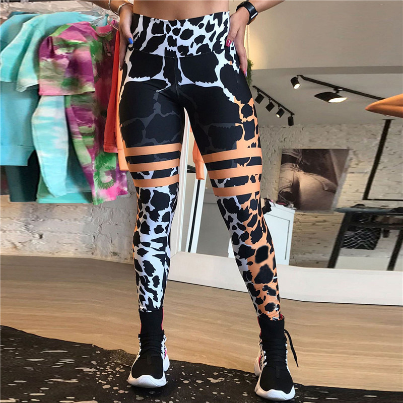 Title 3, Ladies Fashion Stitching Printed Hip Leggings