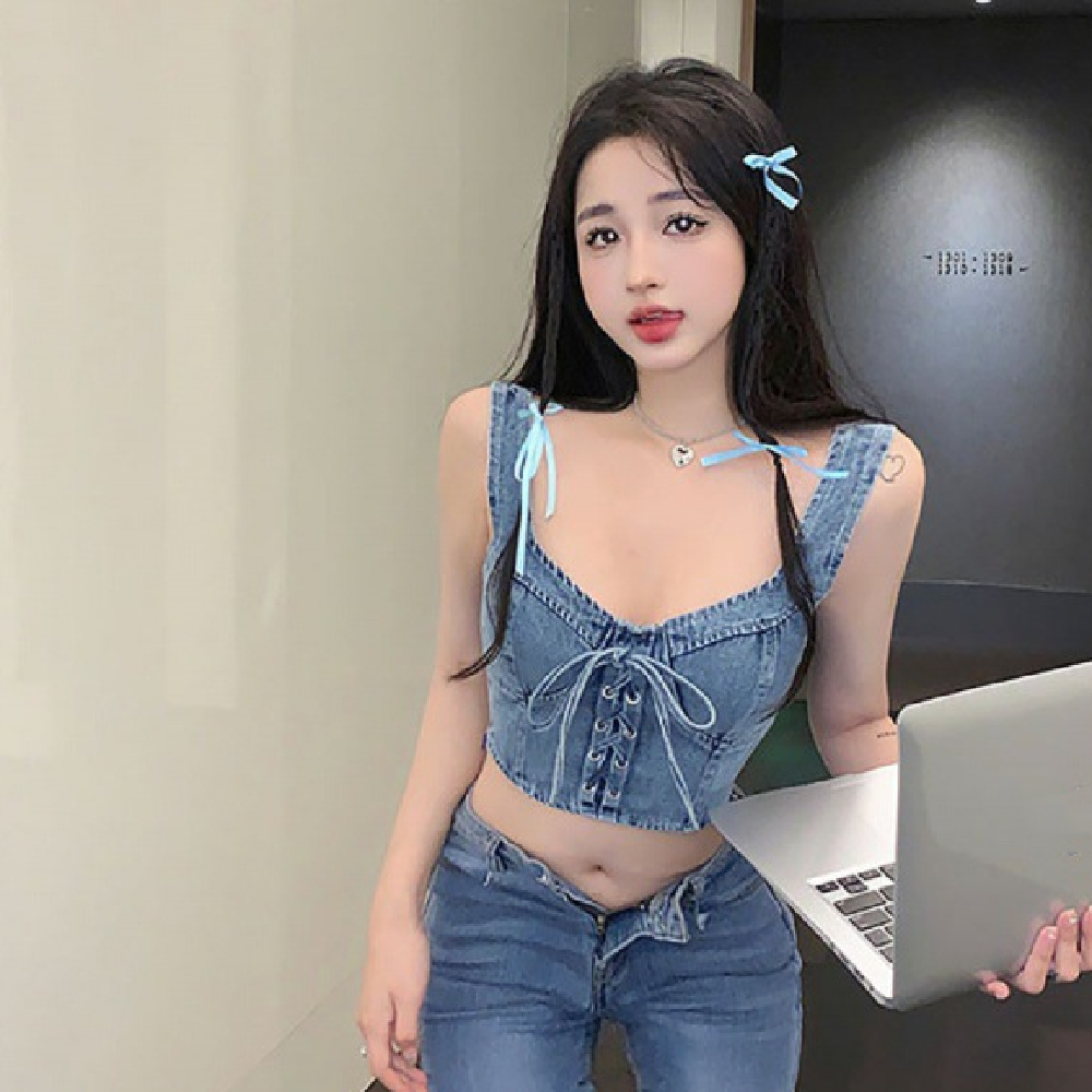 Women's Fashion Denim Strap Tank Top
